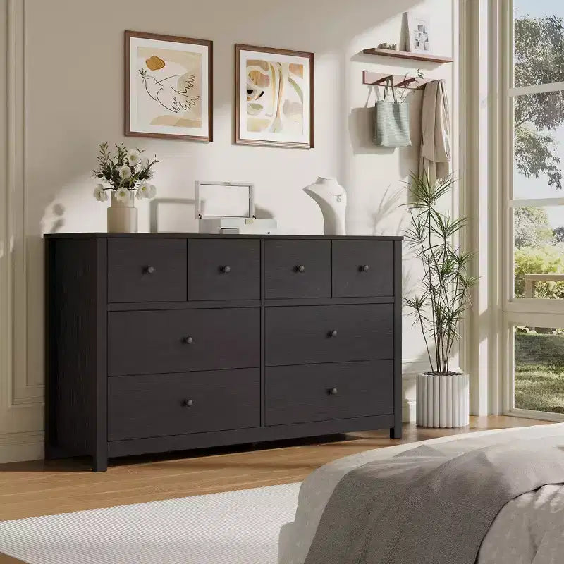 Modern 8-Drawer Dresser for Bedroom, Wide Wood Chest of Drawers with Deep Storage, Freestanding Organizer Cabinet Furniture for Living Room