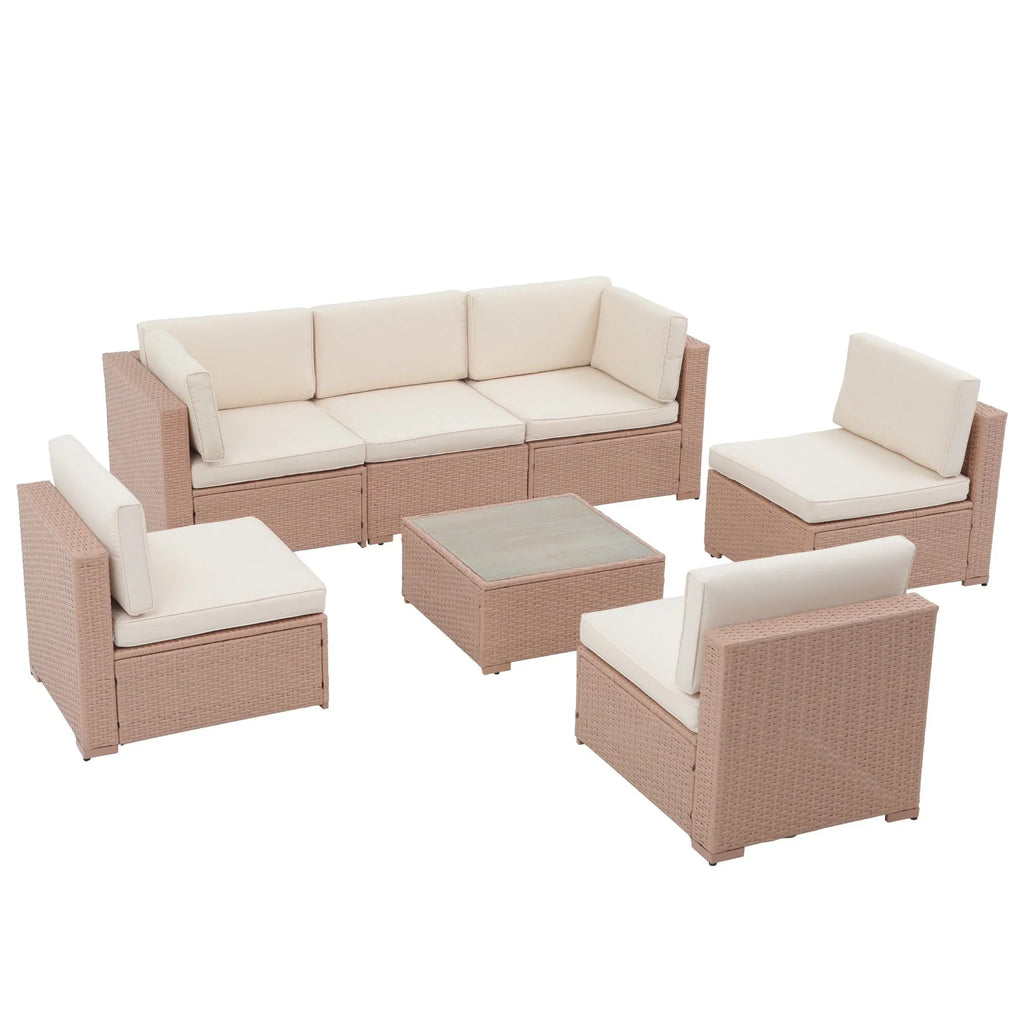 Wicker/ Steel 7-piece Outdoor Cushioned Sectional Sofa Set