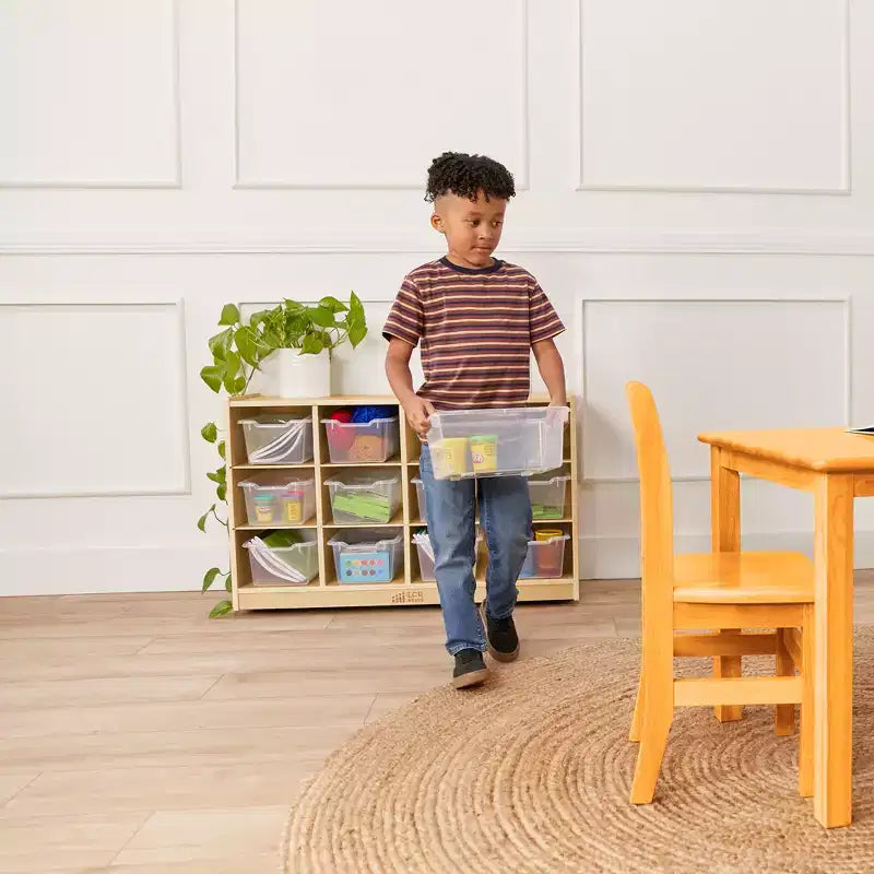 Cubby Mobile Tray Cabinet and 15 Scoop Front Bins, 3x4, Kids Furniture