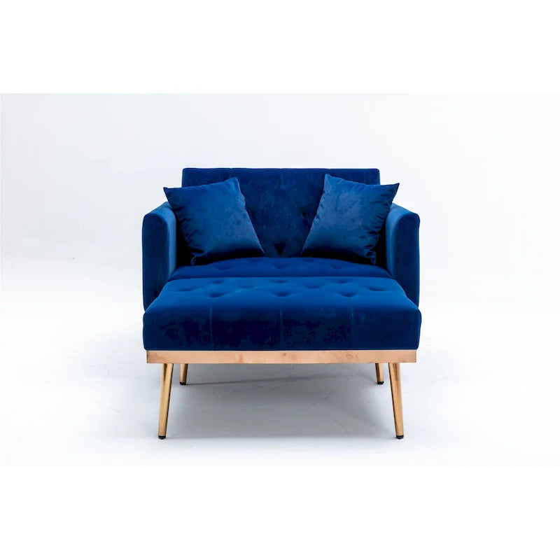 Canapé-lit de salon capitonné en velours avec pieds couleur or rose