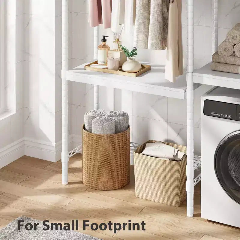 Over-the-Washer Shelf, 5-Tier Dryer Storage Shelf with Adjustable Height, Bathroom Shelf, Space-Saving Storage for Bathroom, Laundry Room