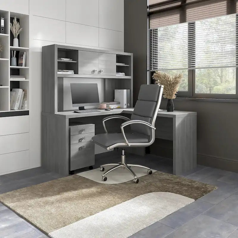 Echo L Shaped Desk with Hutch and Drawers