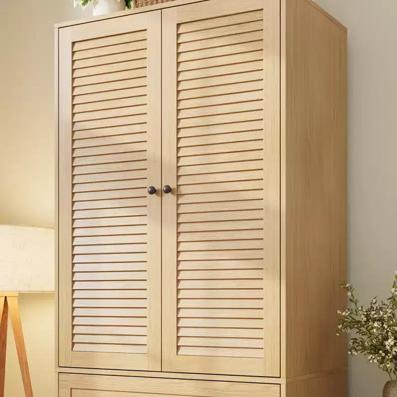 COZONY Armoire Wardrobe with 3 Drawers & 2 Doors, Modern Wooden Closet Cabinet for Bedroom, Heavy Duty White Standing Armoire