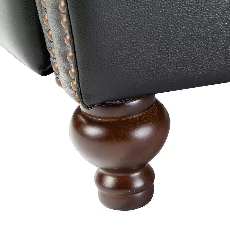 Set of 2 Elisabete Modern Wingback Genuine Leather Recliner with Vintage Nail Head Trim for Living Room and Bedroom| ART OF LIVING DESIGNS