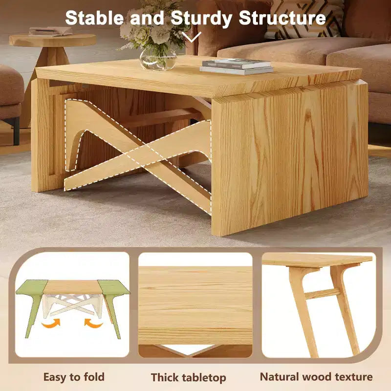 2 in 1 Coffee Table, Expandable Dining Table, Adjustable Height Table for Home & Office, Space Saving - ModernLuxe