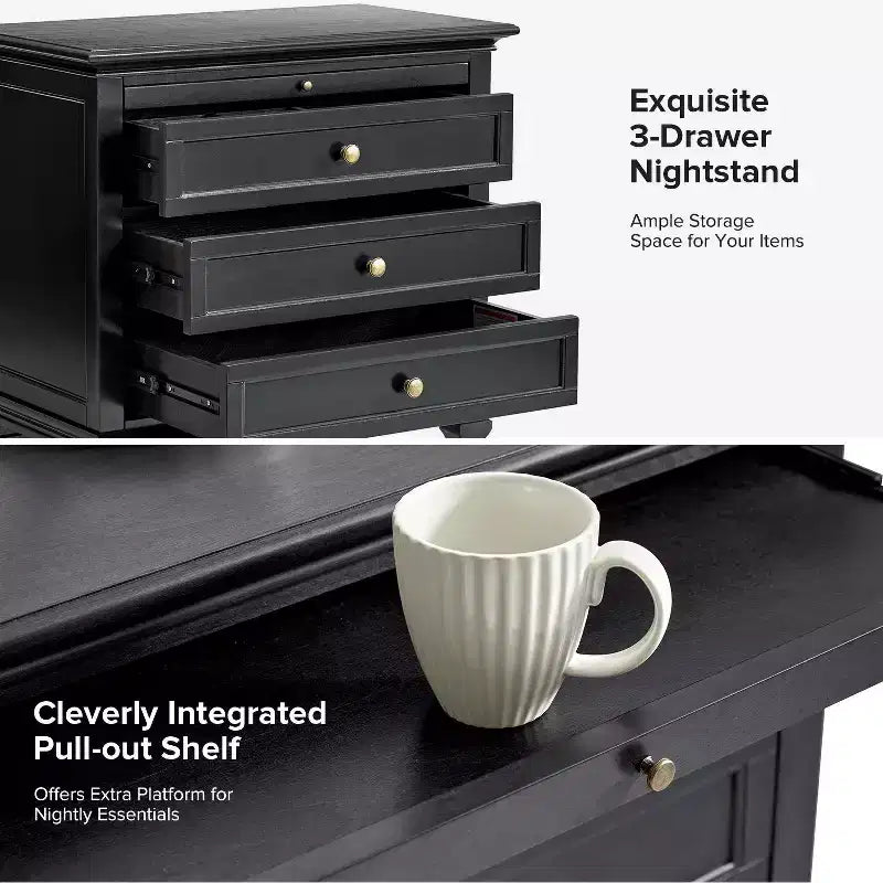 Giorgio 3 - Drawer end table with Built-In Outlets Set of 2|HULALA HOME