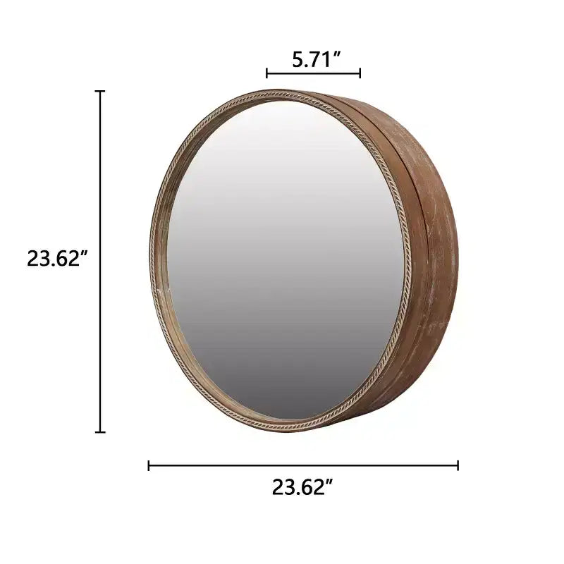 23.6 Modern Sliding Round Wall Mirror with Storage, Space-Saving Vanity Mirror for Bathroom, Accent Mirror for Living Room