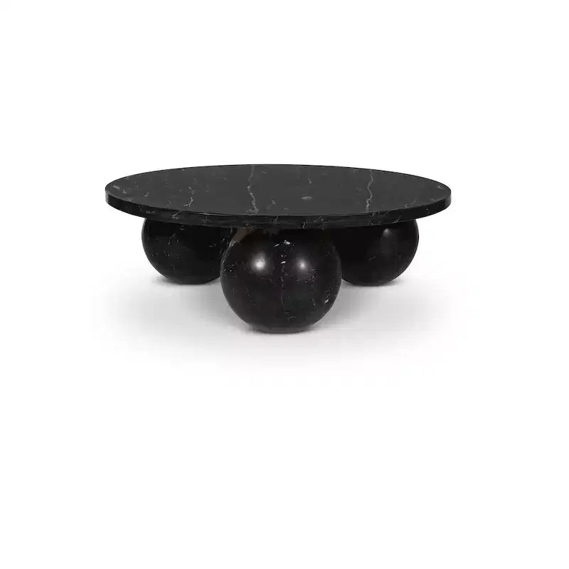 Round Marble Coffee Table with Sphere Legs, Multicolor, Seats 4鈥?