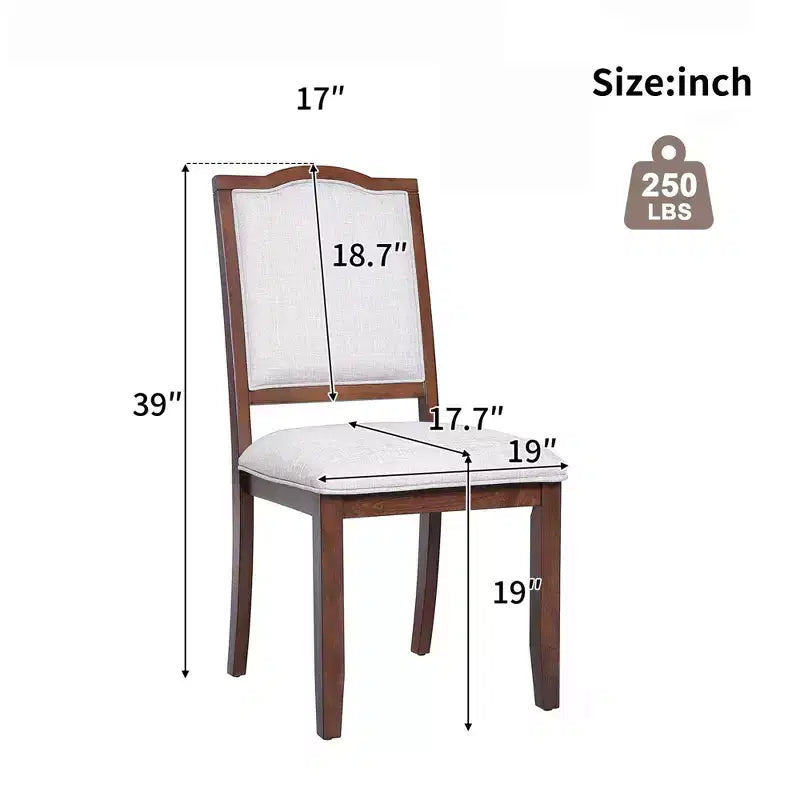 Set of 4 Farmhouse Dining Chairs with High Backs and Upholstered Seating