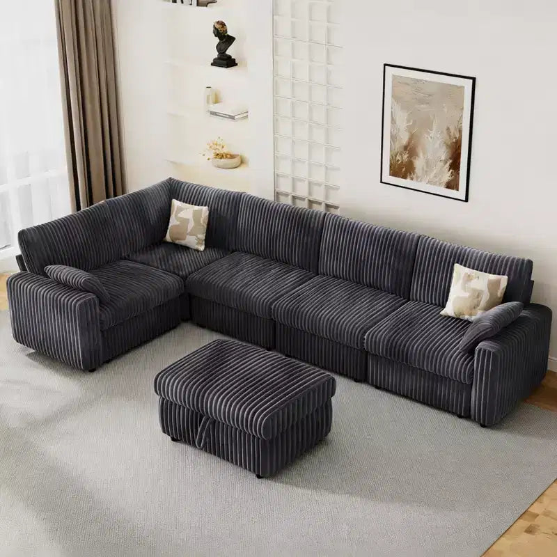Dyonery Modular Corduroy Sectional Sofa with Washable Covers