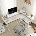 L-Shaped Electric Standing Desk with 3 Drawers & Lockable Casters, 63