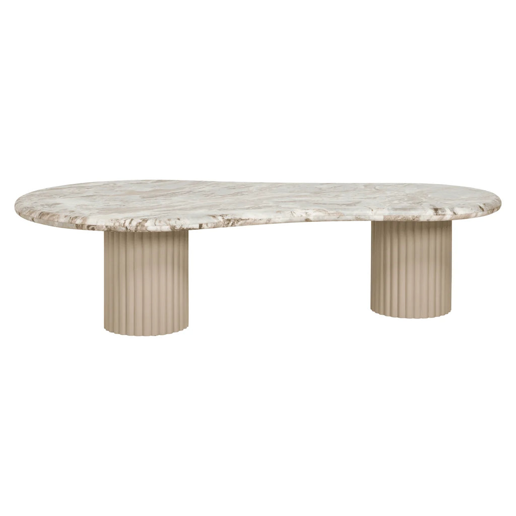 Table basse avec plateau en marbre de forme galet