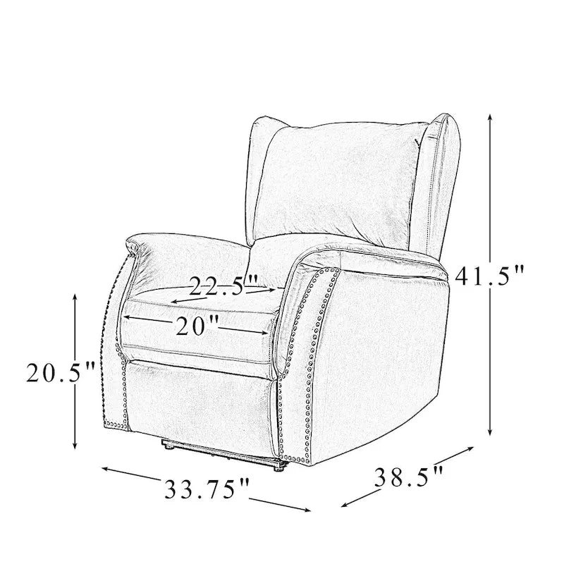 Genuine Leather Power Recliner with USB Port 鈥?Wingback Nailhead Set of 2