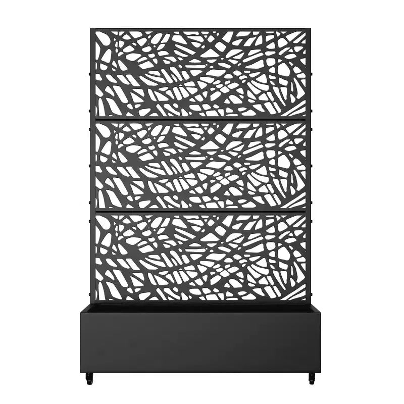 MAYEERTY Planter Box with Trellis Iron Black Net 01 Style 72x47x16in 3-Piece Set