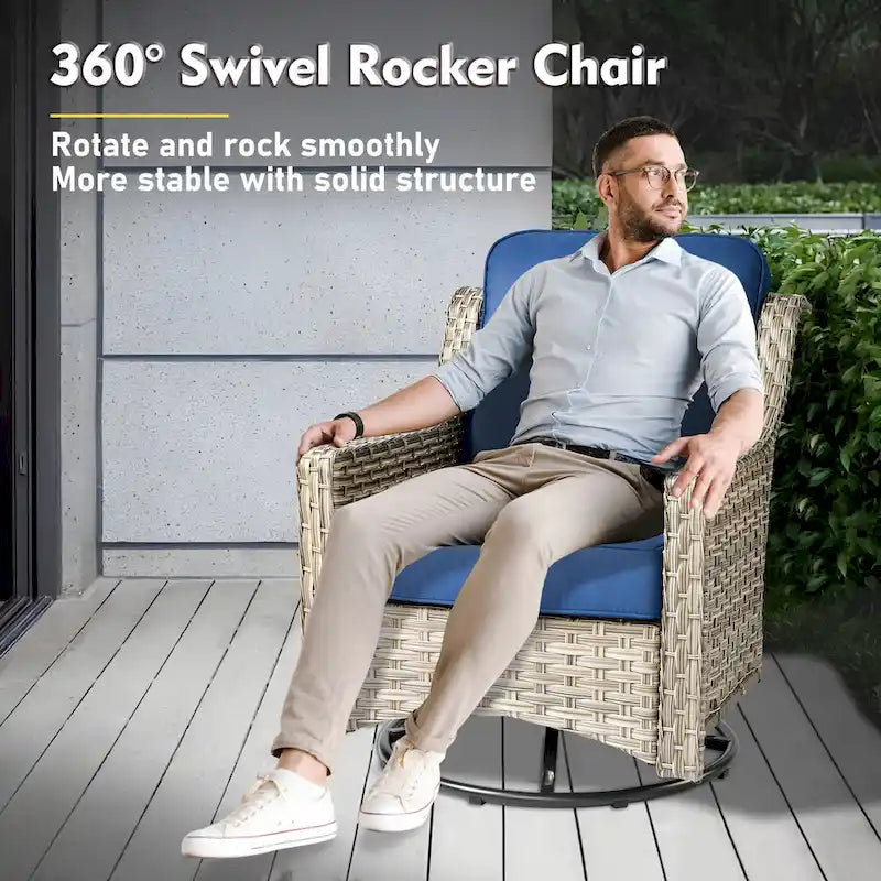 XIZZI 9-piece Outdoor Patio Furniture Conversation Set with Swivel Chair