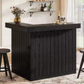 Lantine L-Shaped Home Bar Unit, 4-Tier Corner Liquor Bar Table with Storage Shelves and Wine Glasses Holder for Home Pub