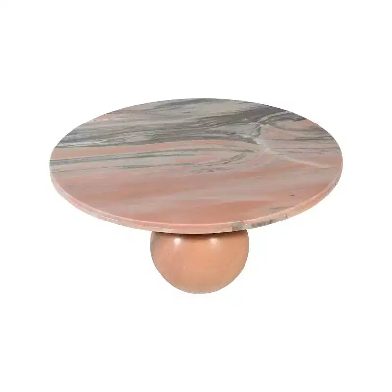 Round Marble Coffee Table with Sphere Legs, Multicolor, Seats 4鈥?