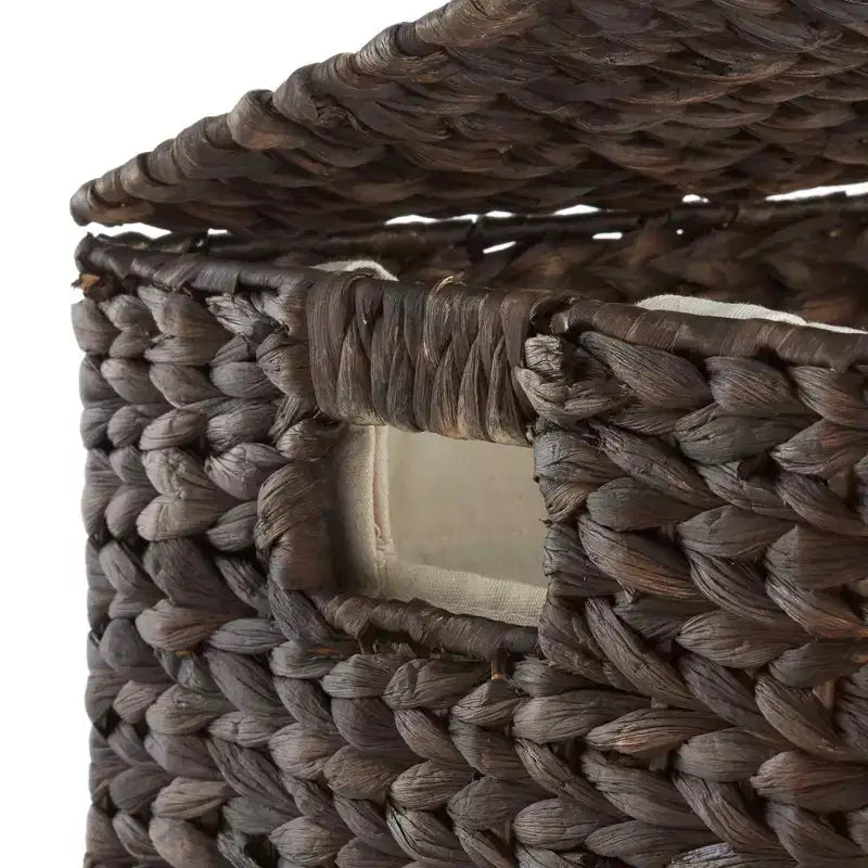 Panier à linge Casafield à 2 sections avec couvercle et sacs de doublure amovibles, trieur de linge tressé en jacinthe d'eau pour vêtements
