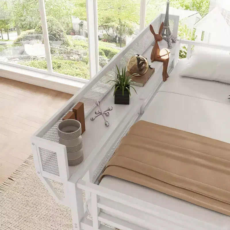 Okak 94IN Twin Size Loft Bed with Wardrobe, Twin Bed with Storage Shelves and Basket, Bed Frames for Bedroom, Dormitory