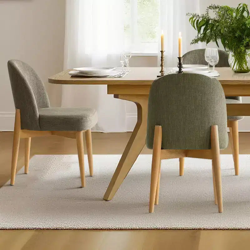 7-Piece Dining Table Set, 78-96 Extendable Trestle Base Table with Upholstered Chairs Featuring Solid Wood Legs-Panipeachy