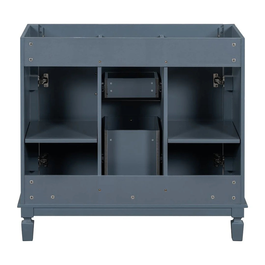 36'' Modern Bathroom Vanity with Top Sink and Mirror Cabinet,2 Doors and 2 Drawers