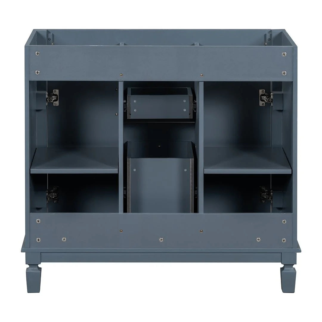 36'' Modern Bathroom Vanity with Top Sink and Mirror Cabinet,2 Doors and 2 Drawers