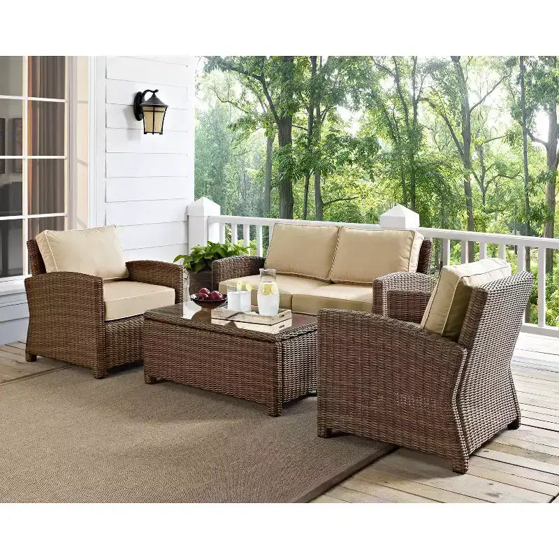 Bradenton 4pc Outdoor Wicker Conversation Set - Crosley