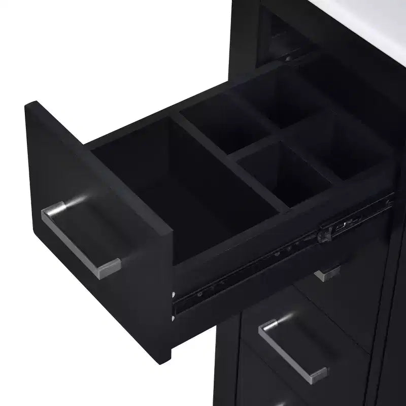 Meuble-lavabo de salle de bain à évier simple de 76 cm avec armoire et 3 tiroirs – Noir / Bleu / Vert / Indigo / Blanc