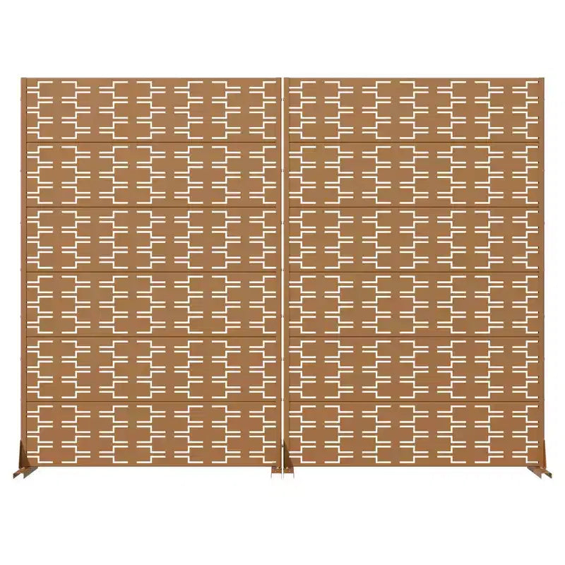 MAYEERTY Brick 01 Brown Galvanized Steel Room Divider, 72x47x16, 6-Piece Double-Sided Rustproof Privacy Screen