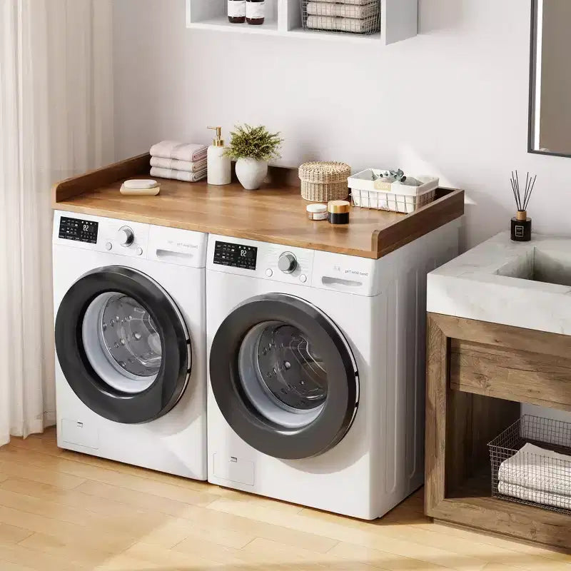 Washer Dryer Countertop, Laundry Topper with Raised Edge & Non-Slip Pad for Hamper Counter Storage & Laundry Room Organization