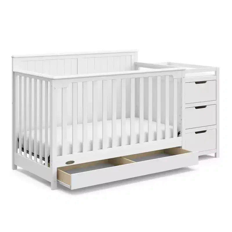 5-in-1 Convertible Crib and Changer with Drawer