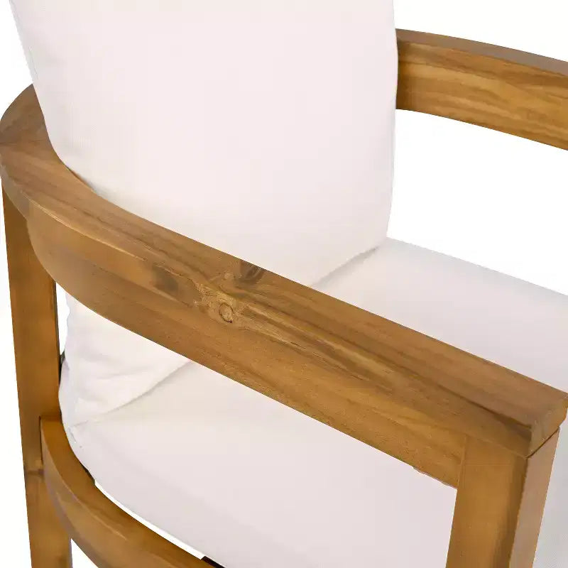 Christopher Knight Home Irene Rustic 9 Piece Outdoor Acacia Wood Dining Set with Curved Backrest Chairs and Cushions
