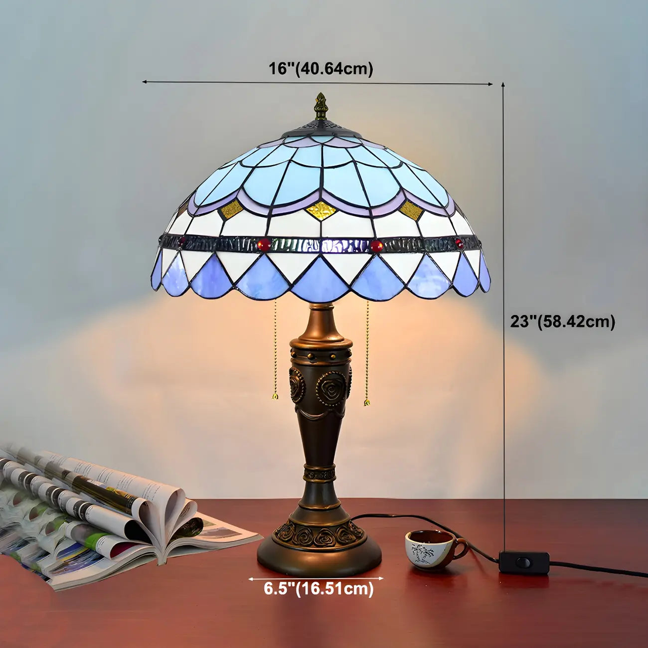 HomeyFad 2-Light Vintage Stainless Glass Dome Table Lamp