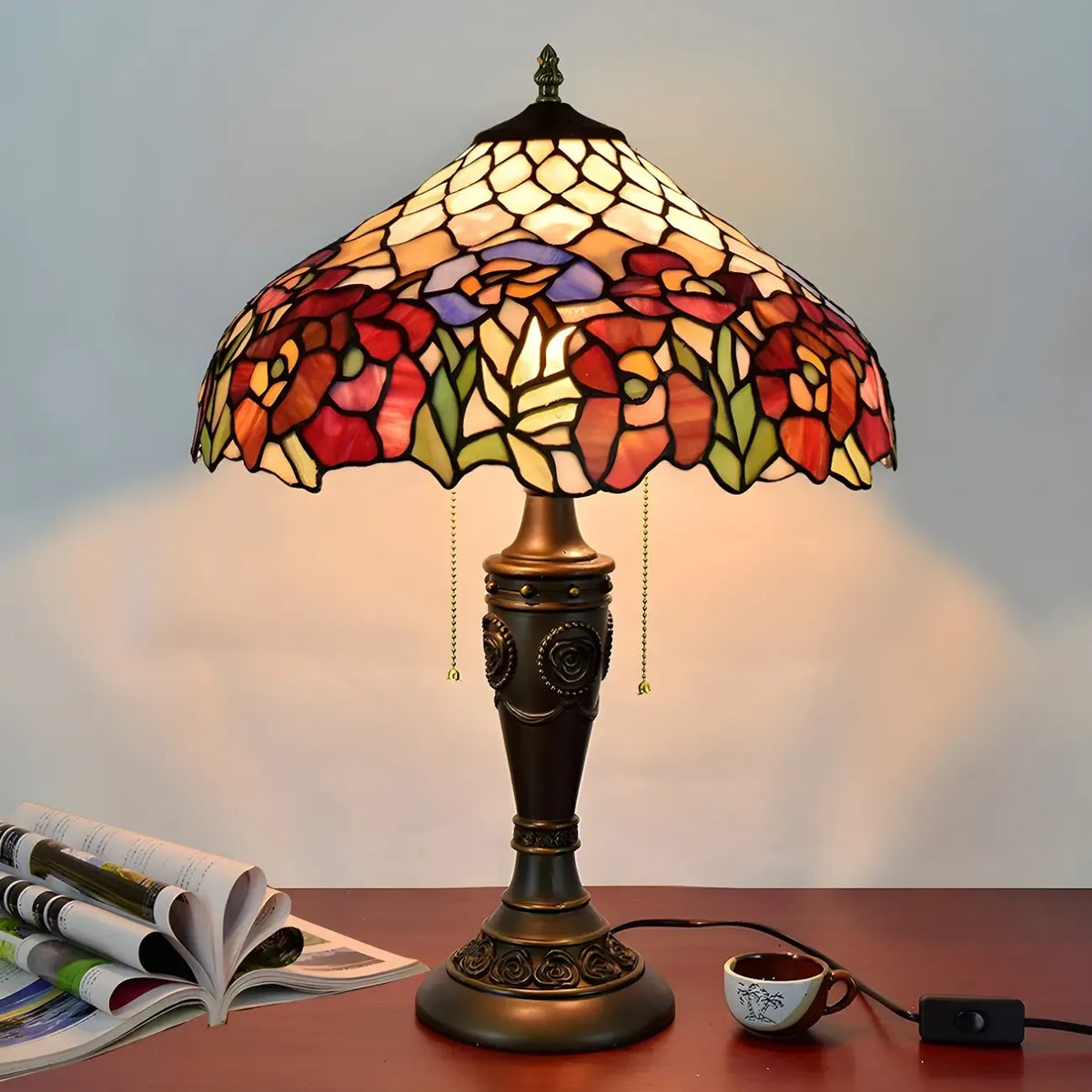 HomeyFad 2-Light Vintage Stainless Glass Dome Table Lamp