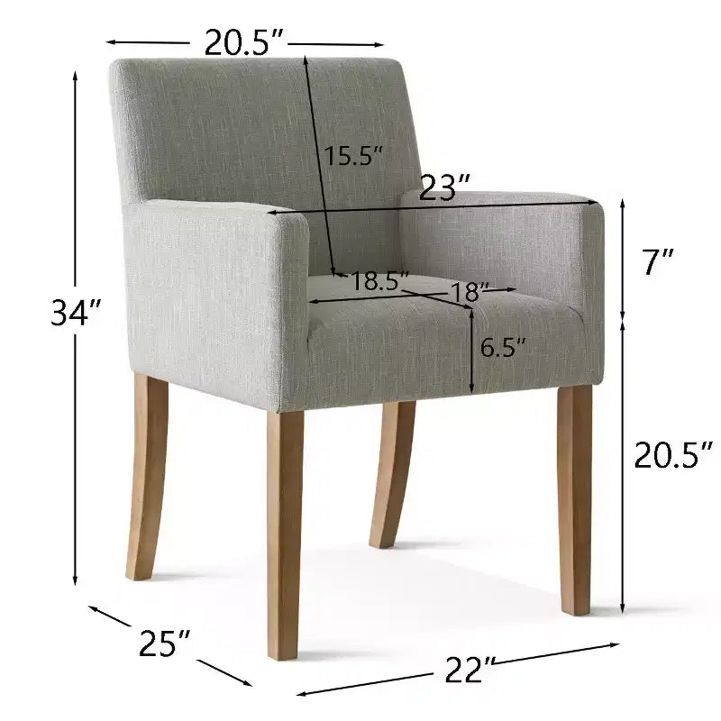 Lot de 6 chaises de salle à manger capitonnées avec accoudoirs, fauteuils modernes en lin avec pieds en bois, chaises d'appoint pour salle à manger, salon – Panipeachy