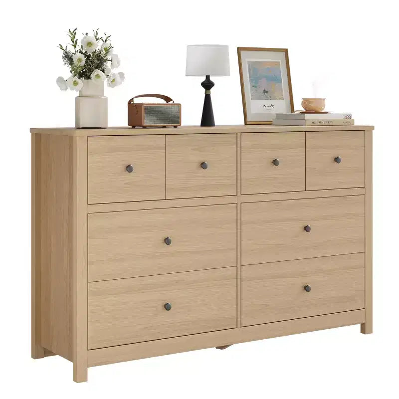 Modern 8-Drawer Dresser for Bedroom, Wide Wood Chest of Drawers with Deep Storage, Freestanding Organizer Cabinet Furniture for Living Room