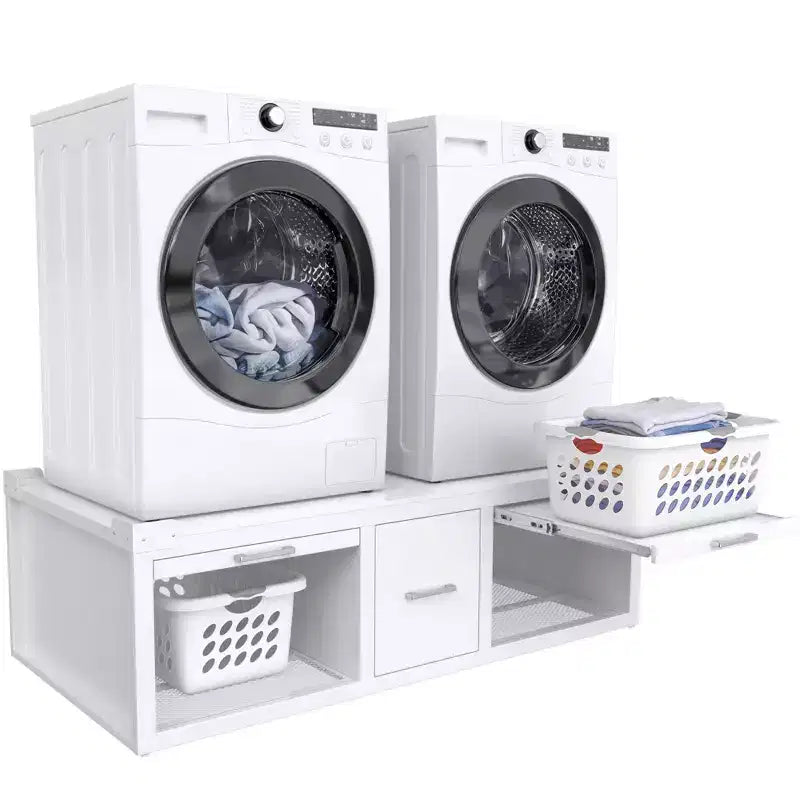 GDLF Washer and Dryer Pedestals, Universal Washer and Dryer Stand with Pull-Out Shelf,White
