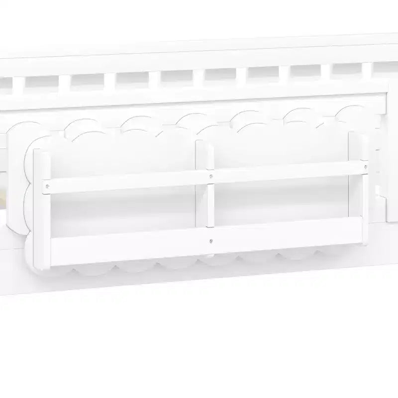 Twin and Full Size Kid Platform Bed Frame with Guardrail, Built-in Bookshelves and Storage Shelves