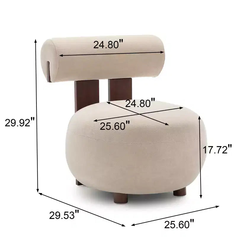Christopher Knight Home Chariya Modern Rubberwood Velvet Upholstered Sculptural Accent Chair with Cylindrical Backrest