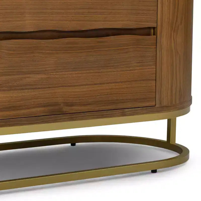 Modern 6-Drawer Dresser with Live Edge Design, Metal Base & Durable Mixed Wood Construction