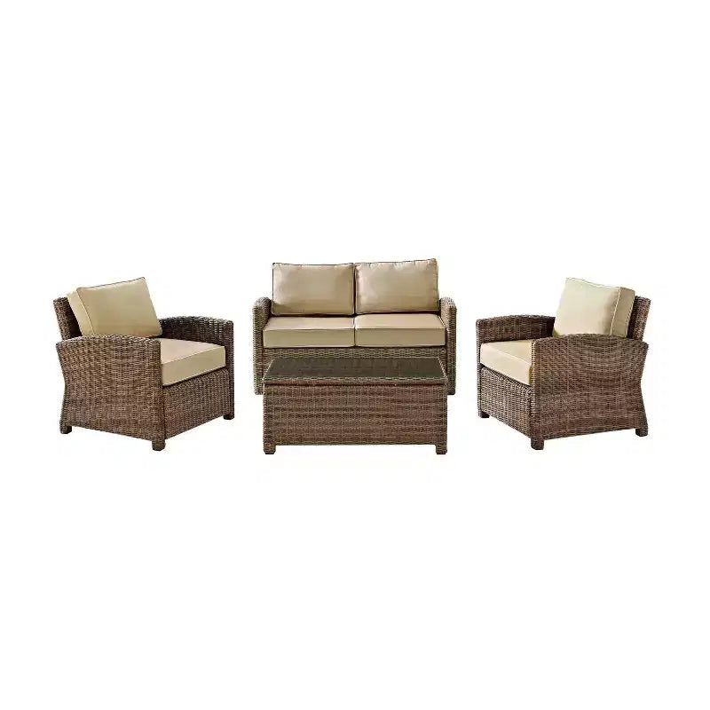 Bradenton 4pc Outdoor Wicker Conversation Set - Crosley