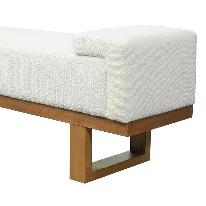 Christopher Knight Home Paulina Modern Rubberwood Boucle Upholstered Bench