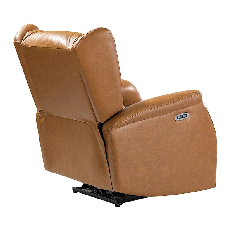 Genuine Leather Power Recliner with USB Port 鈥?Wingback Nailhead Set of 2