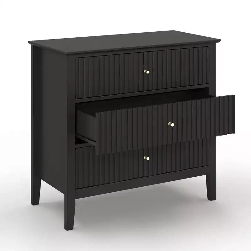 Heynemo 3 Drawer Dresser, Painted 30 Inch Tall Wood Nightstand with Storage, Wide Modern Chest of Drawers with Ball Bearing Slide