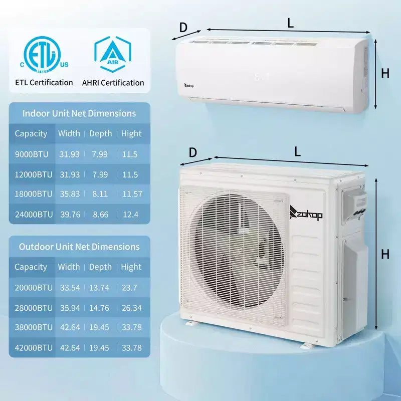 Karl Home 3-Zone 28000 BTU 20 SEER2 Mini Split Air Conditioner with Heat Pump (9K+9K+18K)