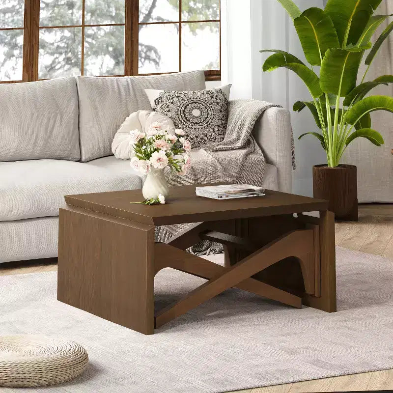 2 in 1 Coffee Table, Expandable Dining Table, Adjustable Height Table for Home & Office, Space Saving - ModernLuxe