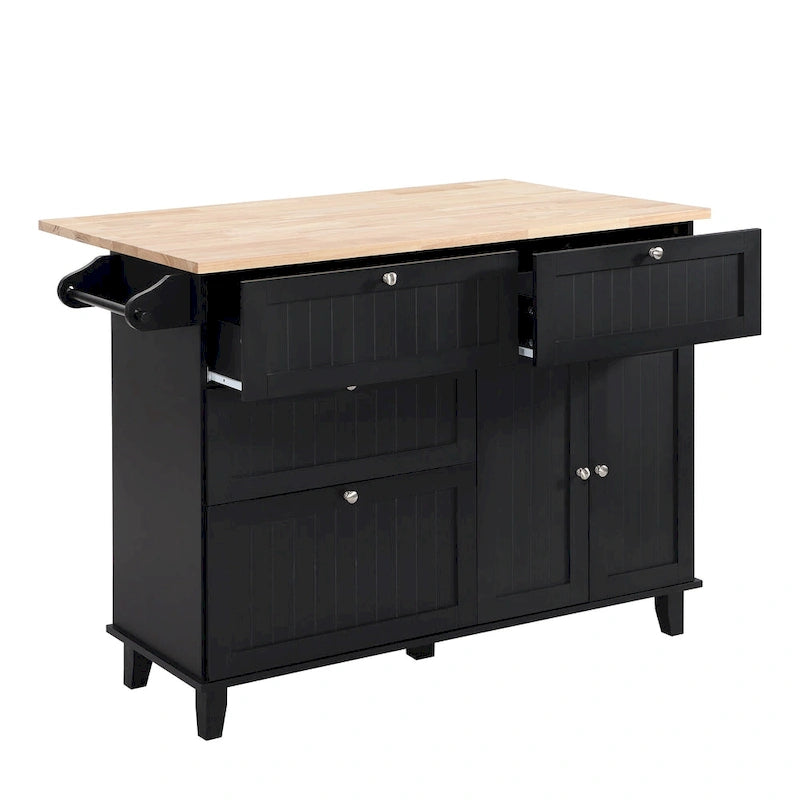 TOPMAX Kitchen Island Set with Drop Leaf and 2 Seatings, Dining Table Set with Adjustable Shelf, Drawers and Towel Rack