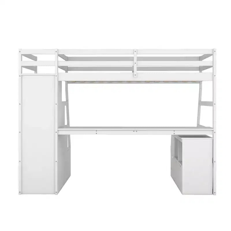 Twin Size Loft Bed with 7 Drawers, 2 Shelves, Cabinet and Desk for Kids and Teens