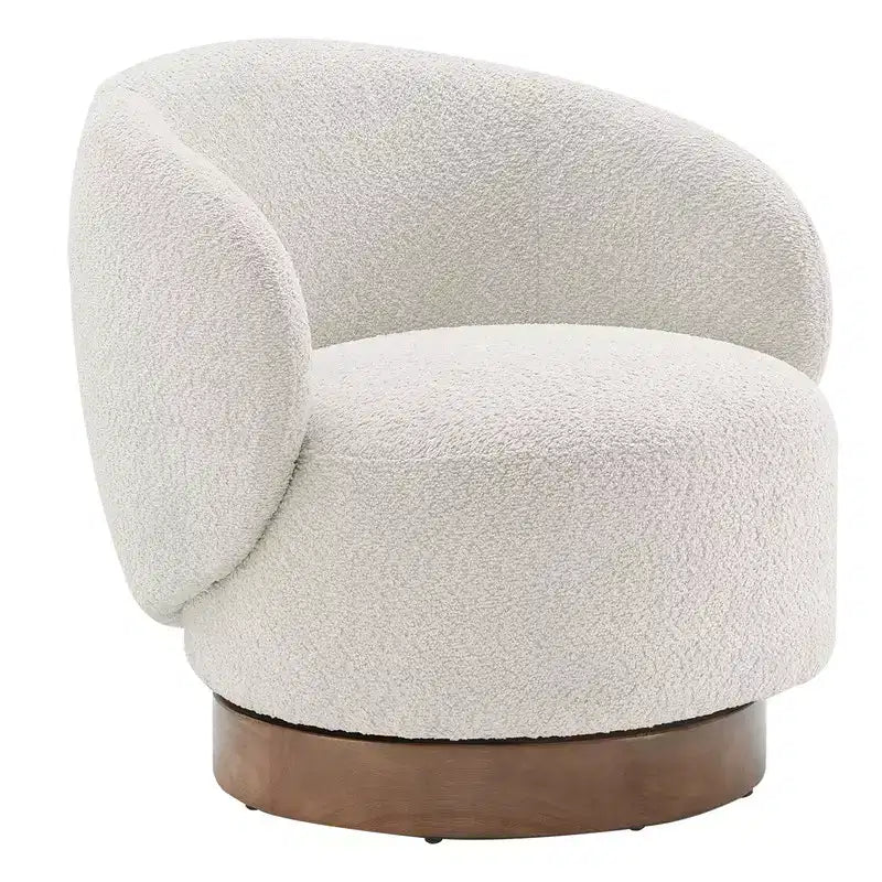 Spruce&Spring Upholstered Swivel Accent Barrel Chair with Wood Base