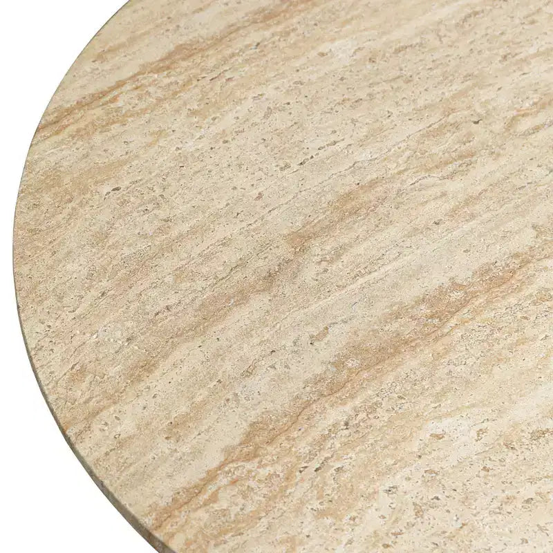 Round Fiberstone Pedestal Coffee Table, Indoor & Outdoor Sculpted Accent Table with Anti-Slip Foot Pads